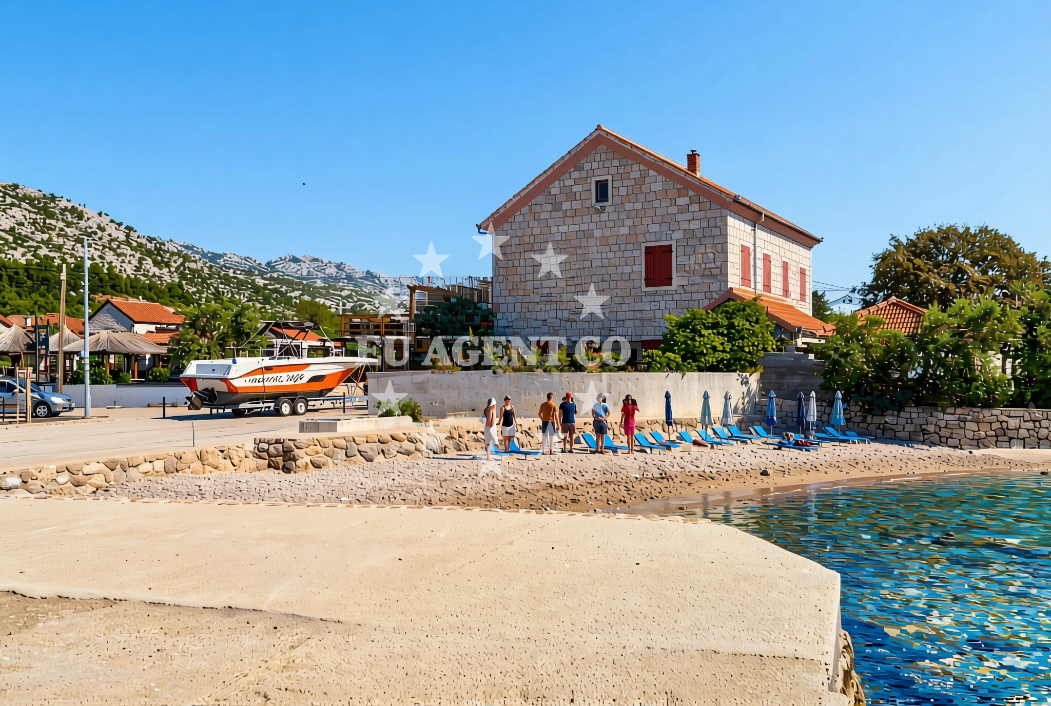 Beach facilities and surroundings at Argyruntum, Starigrad Beach in Argyruntum