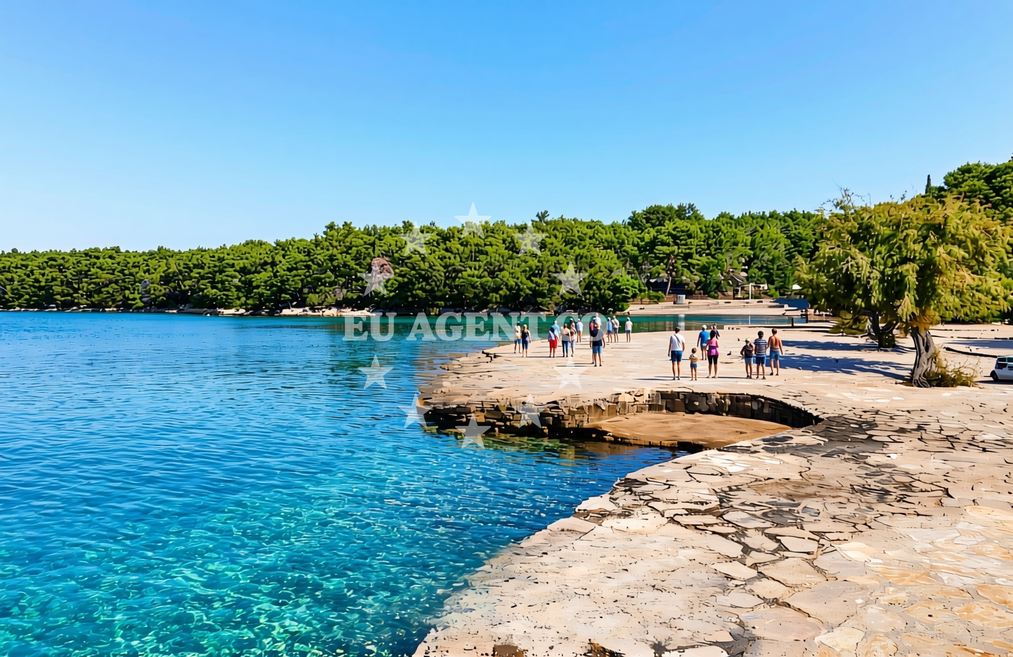 Shoreline and swimming area at Arkada, Stari Grad (Hvar) Beach in Arkada