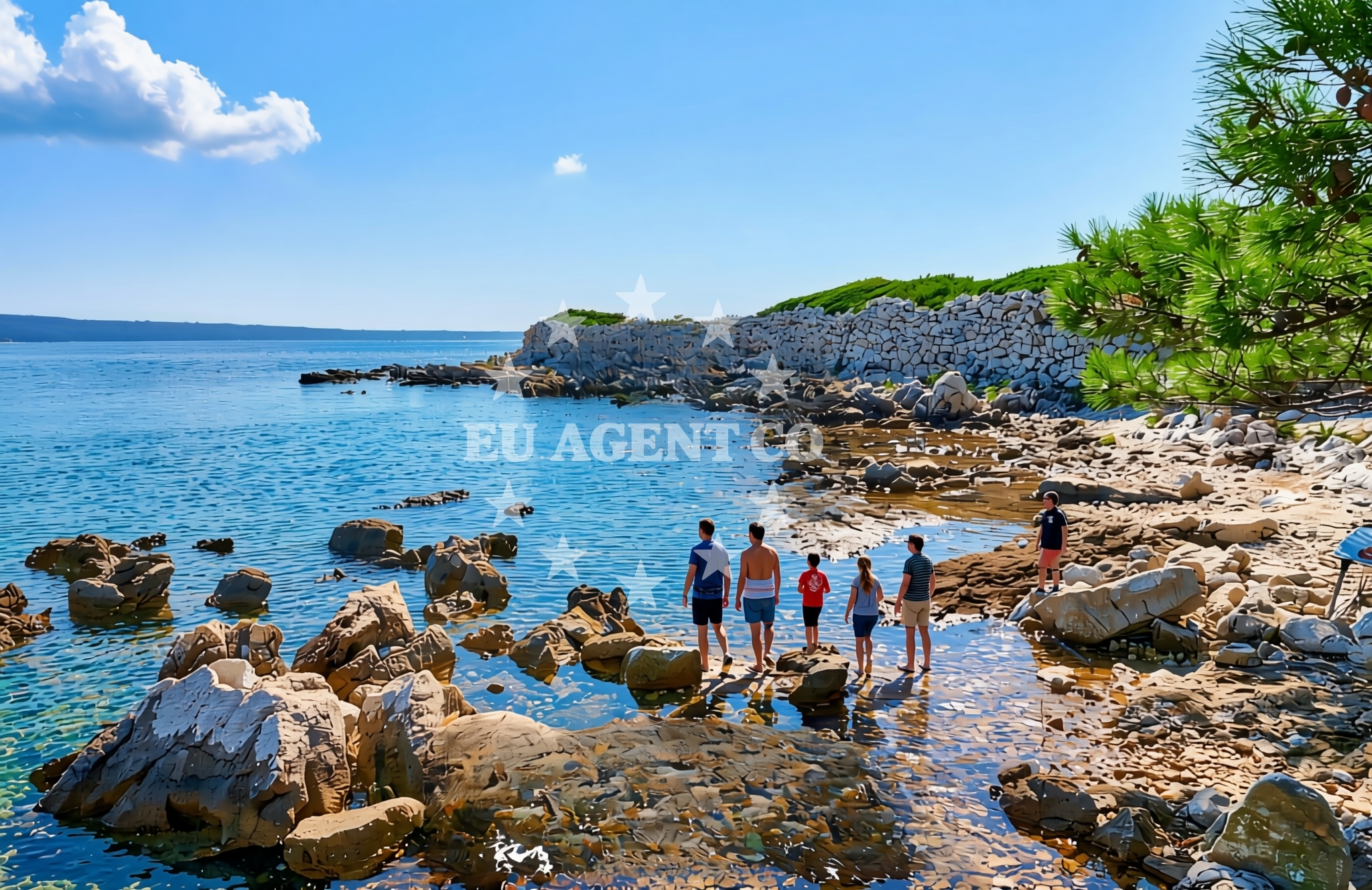 Beach facilities and surroundings at Artac jug, Nerezine (Lošinj) Beach in Artac jug