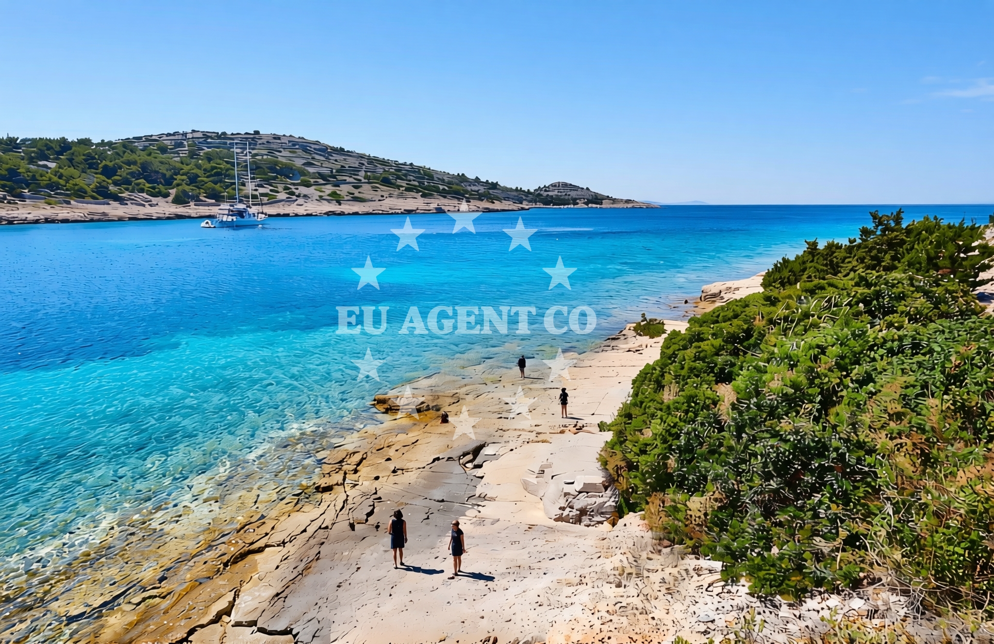 Sea and coastal view of Artič, Žirje (Žirje) Beach in Artič