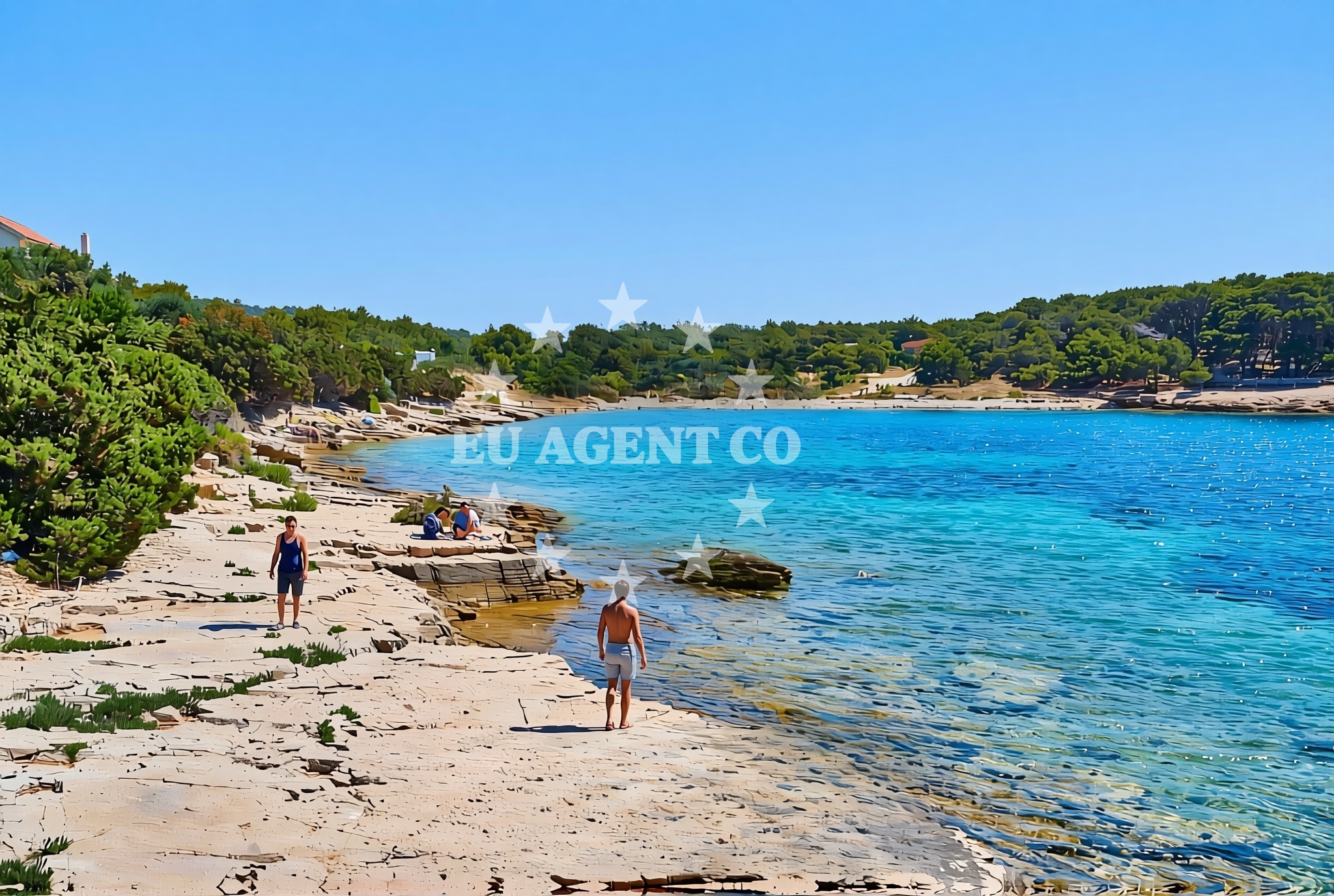 Beach facilities and surroundings at Artič, Žirje (Žirje) Beach in Artič