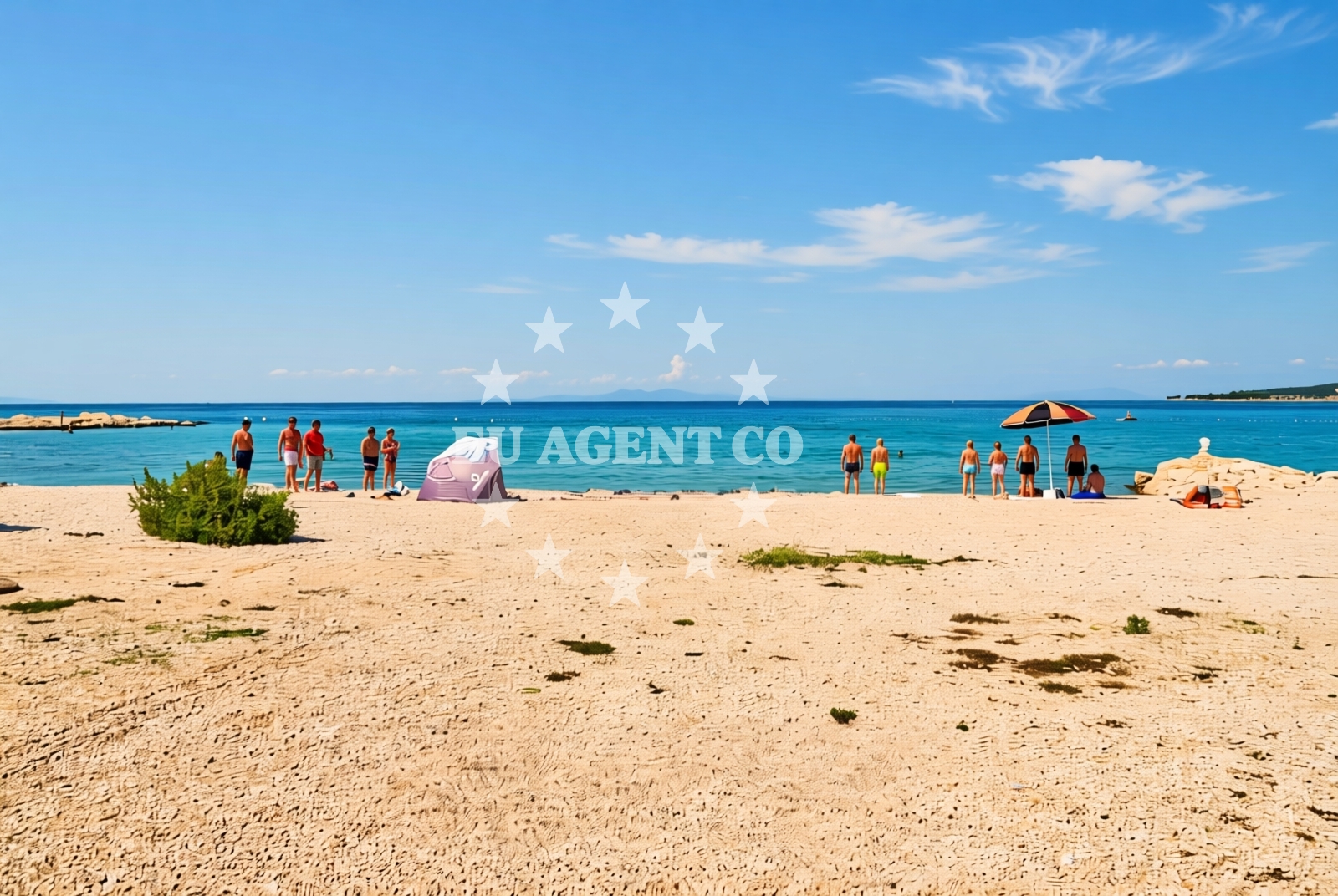 Shoreline and swimming area at Babe jug, Novalja (Pag) Beach in Babe jug