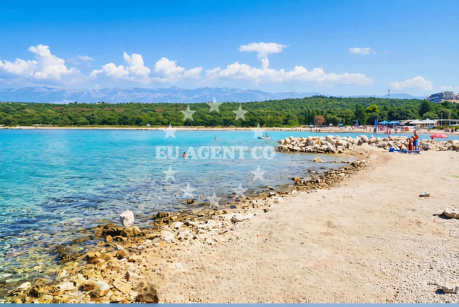Sea and coastal view of Babe jug, Novalja (Pag) Beach in Babe jug