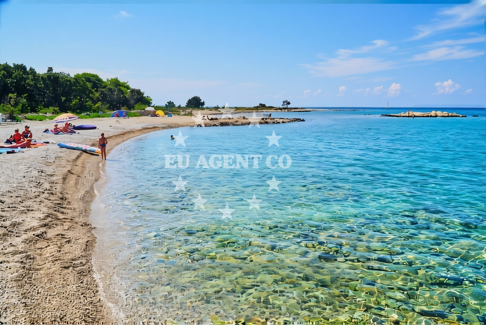 Beach facilities and surroundings at Babe jug, Novalja (Pag) Beach in Babe jug