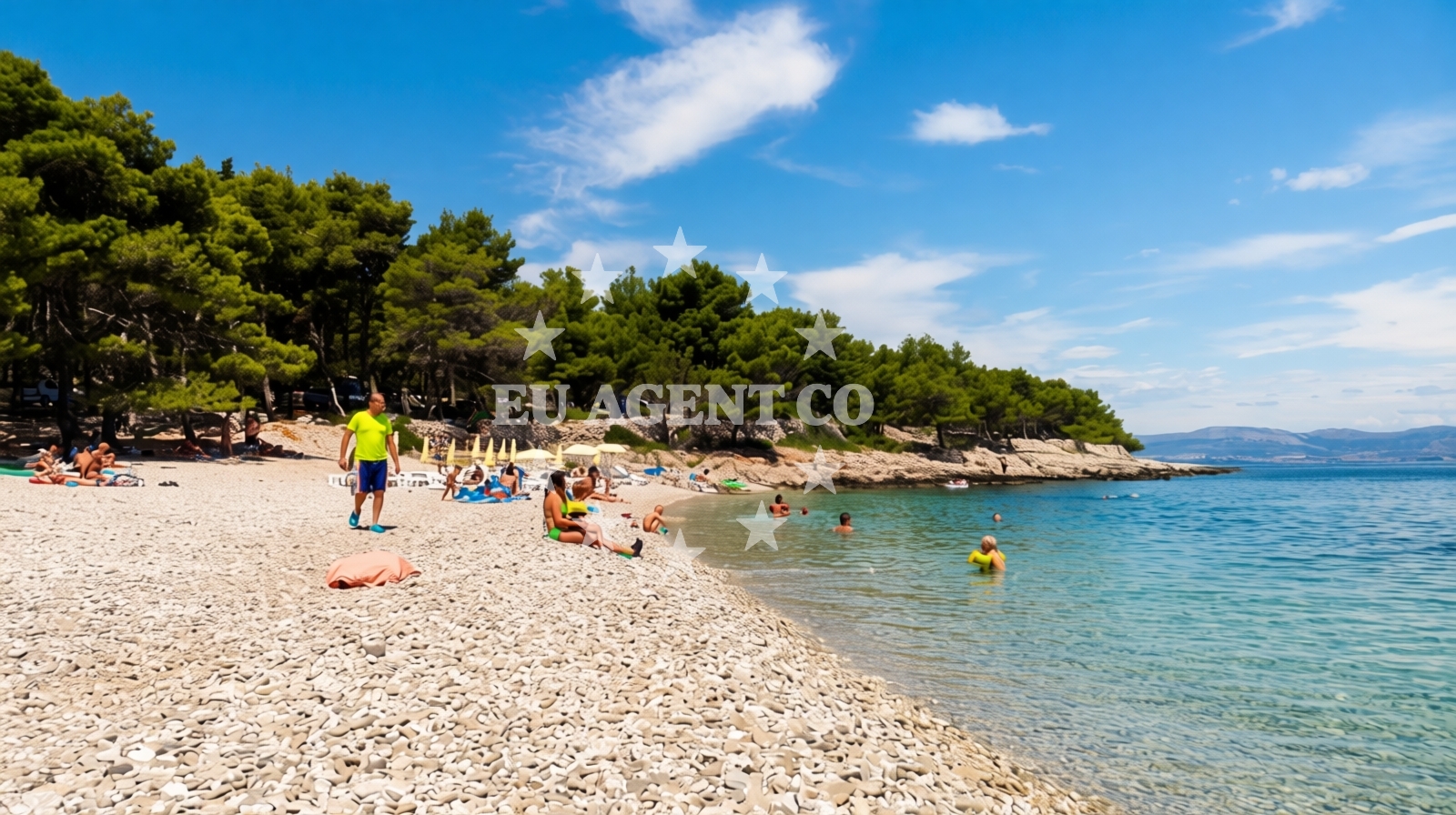 Shoreline and swimming area at Babin Laz beach in Malačnica, Supetar