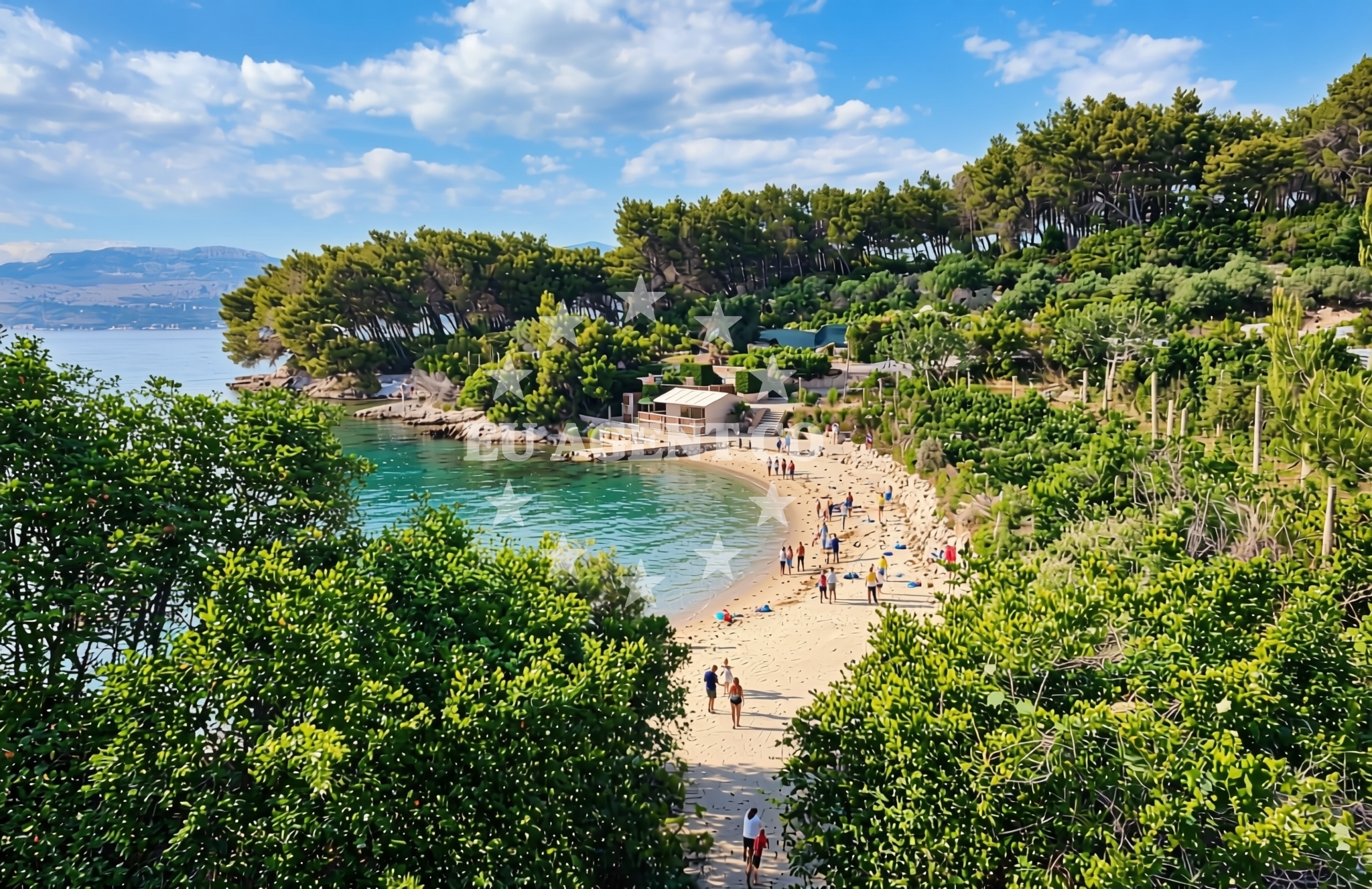Shoreline and swimming area at Babin Laz II beach in Malačnica, Supetar