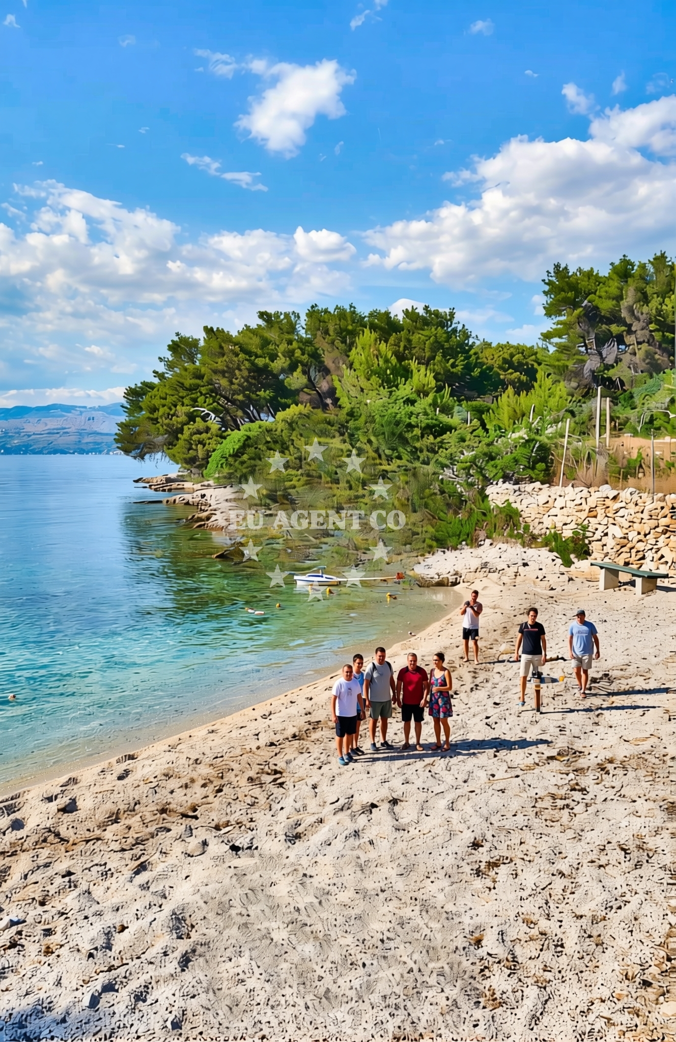 Sea and coastal view of Babin Laz II beach in Malačnica, Supetar