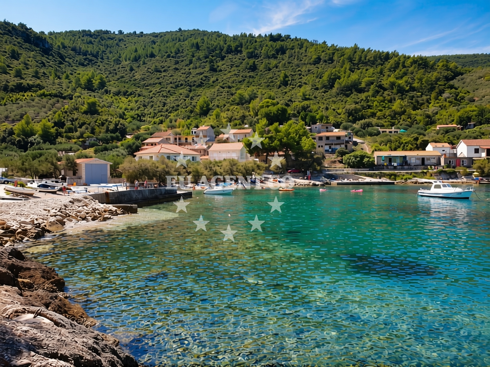 Shoreline and swimming area at Babina beach in Danca-Babina bb, Blato