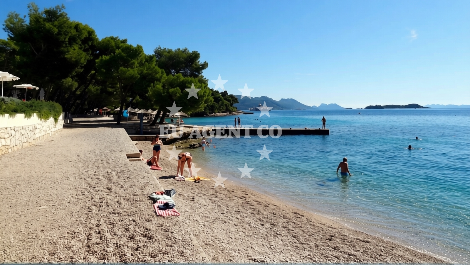 Shoreline and swimming area at Bacva beach in Sveti Križ, Orebić