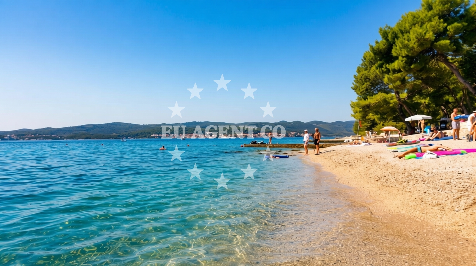 Sea and coastal view of Bacva beach in Sveti Križ, Orebić