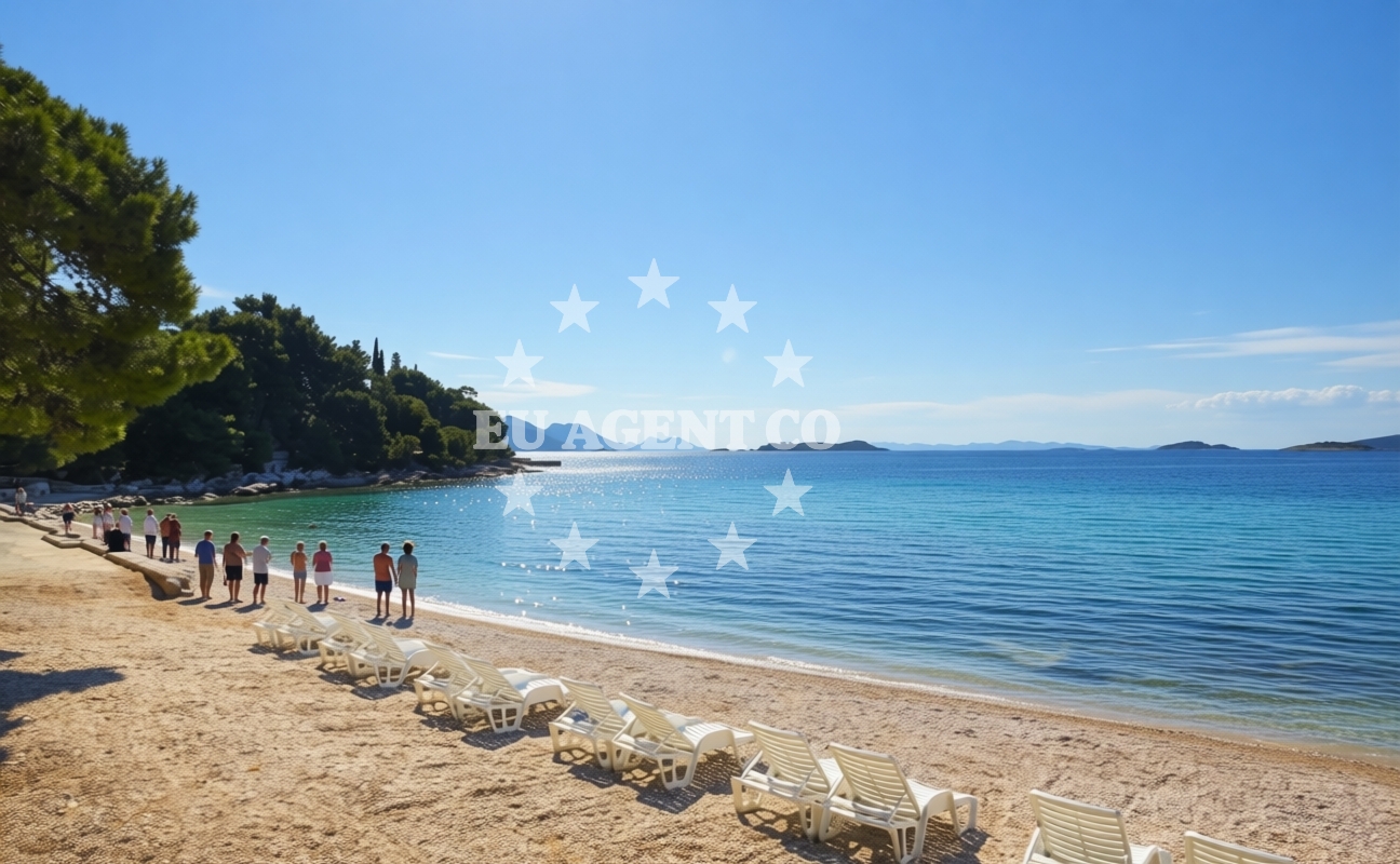 Beach facilities and surroundings at Bacva beach in Sveti Križ, Orebić