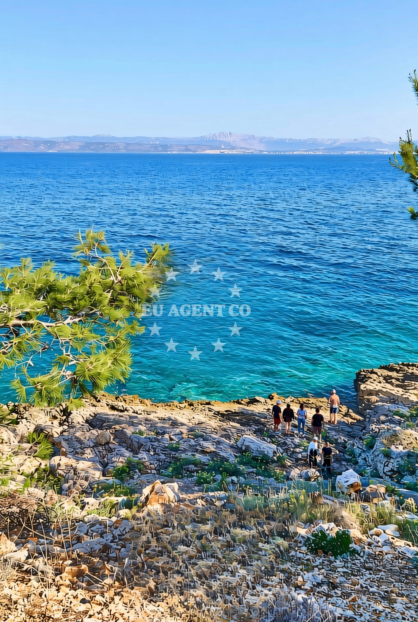 Sea and coastal view of Bad (dog beach), Rogač (Šolta) Beach in Bad (plaža za pse)