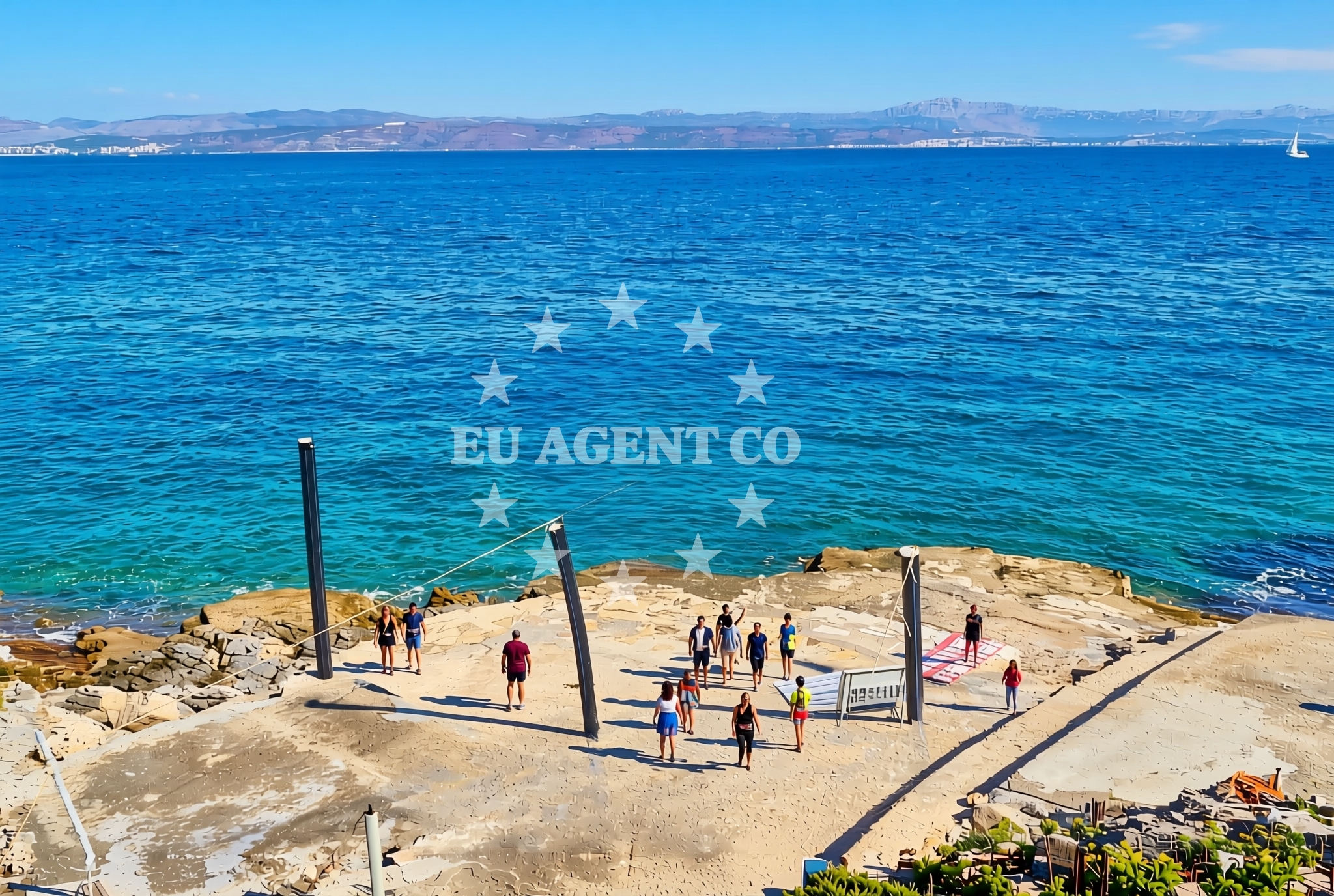 Sea and coastal view of Bad, Rogač (Šolta) Beach in Bad