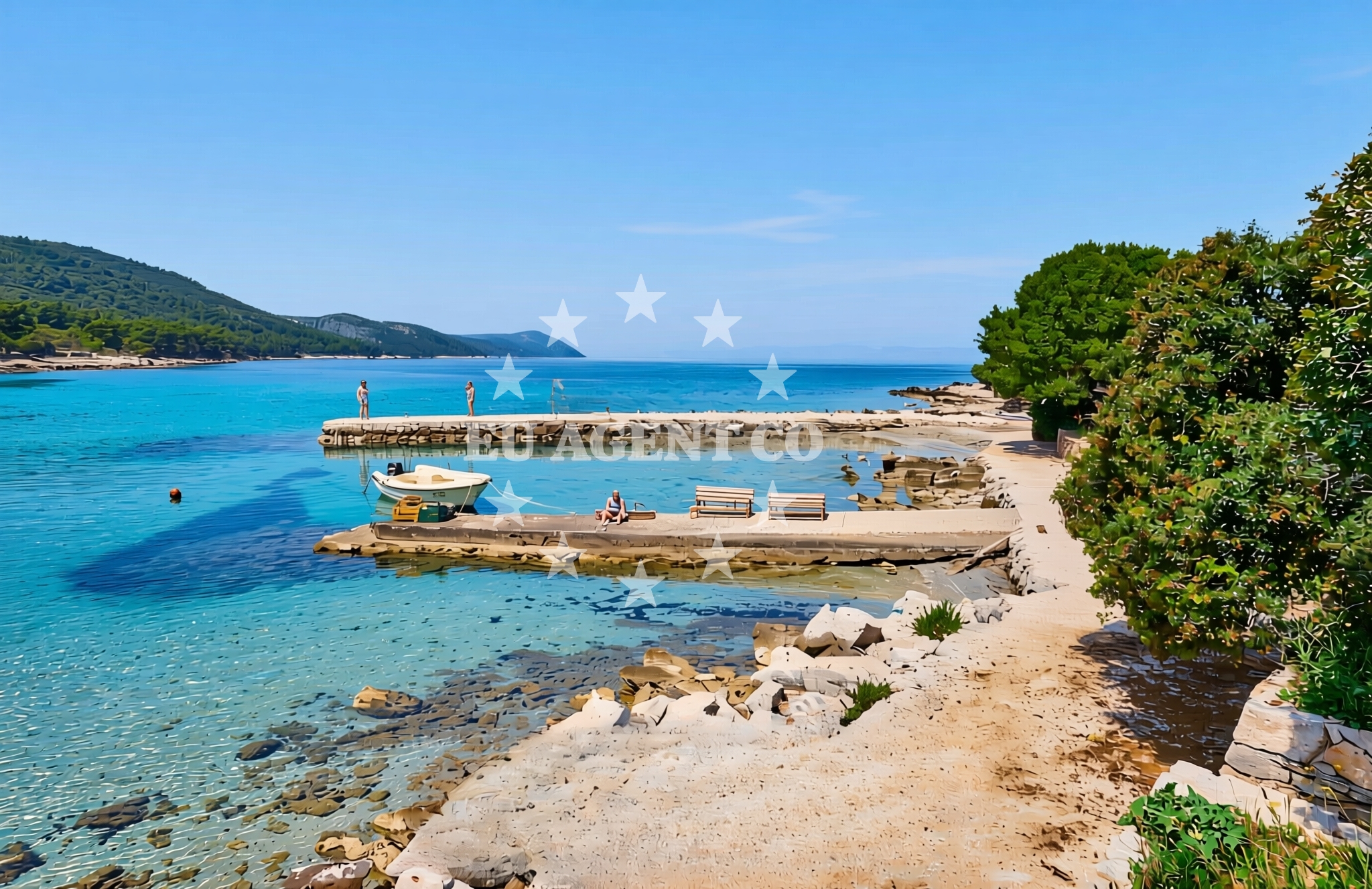 Sea and coastal view of Bad, Sućuraj (Hvar) Beach in Bad