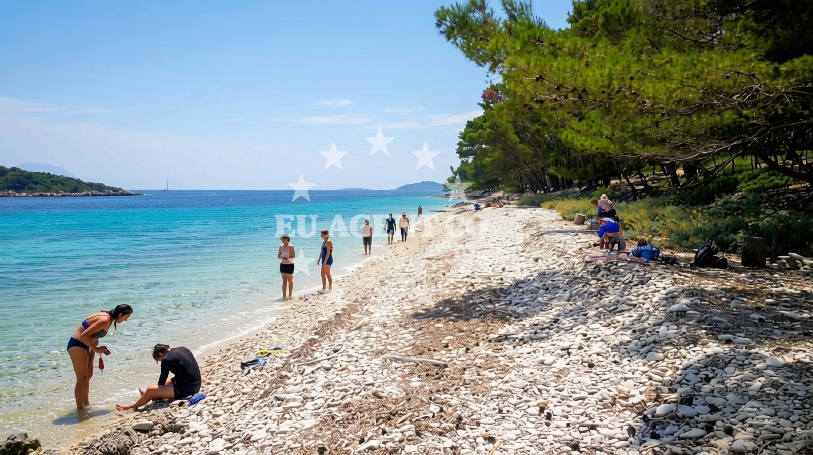 Sea and coastal view of Badija Pebble Beach in Ulica 62 4 prizemlje, Korčula