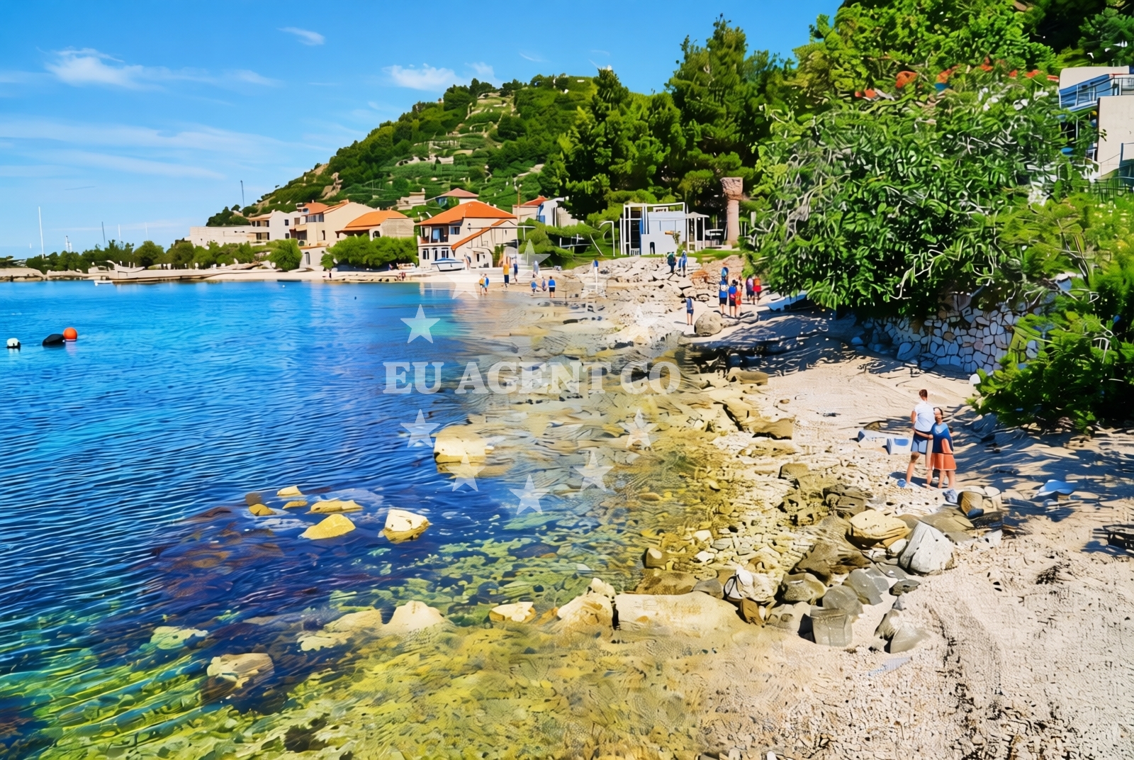 Shoreline and swimming area at Bajnice sredina, Jesenice Beach in Bajnice sredina