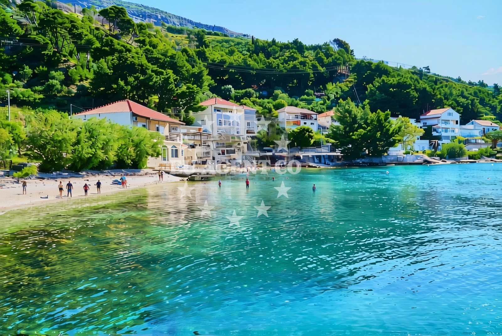 Sea and coastal view of Bajnice zapad, Jesenice Beach in Bajnice zapad