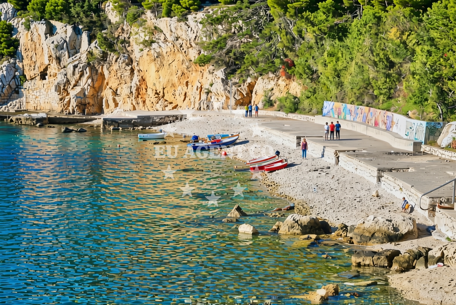 Shoreline and swimming area at Bakarac: beaches and coves in Bakarac
