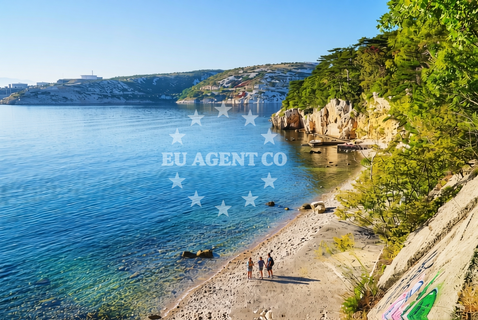 Sea and coastal view of Bakarac: beaches and coves in Bakarac