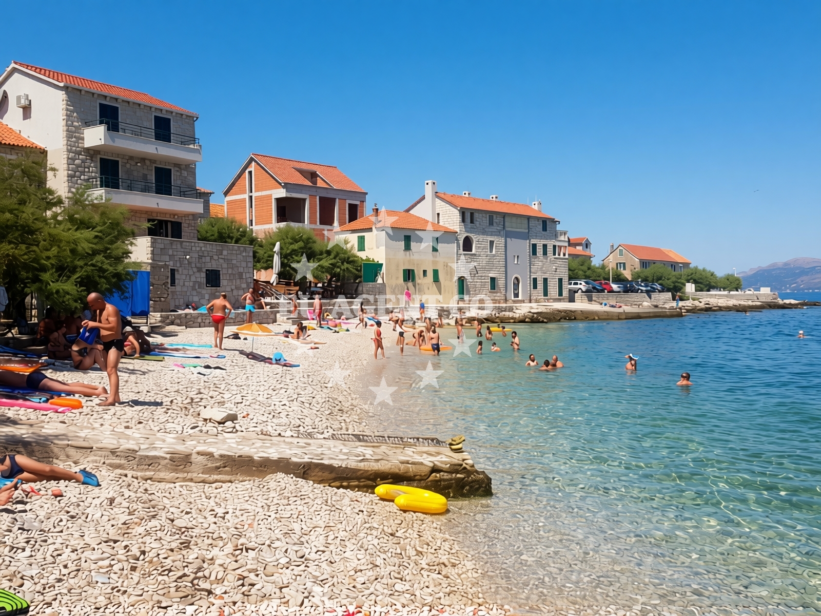 Shoreline and swimming area at Balatura beach in Put Rota 48, Postira