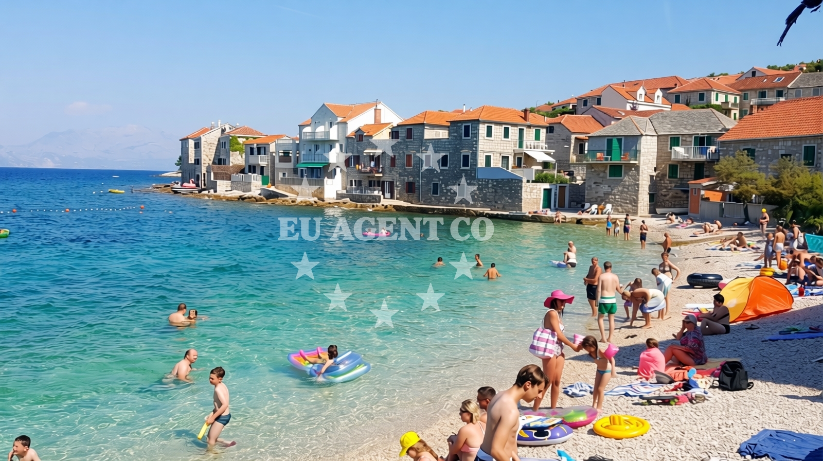 Beach facilities and surroundings at Balatura beach in Put Rota 48, Postira