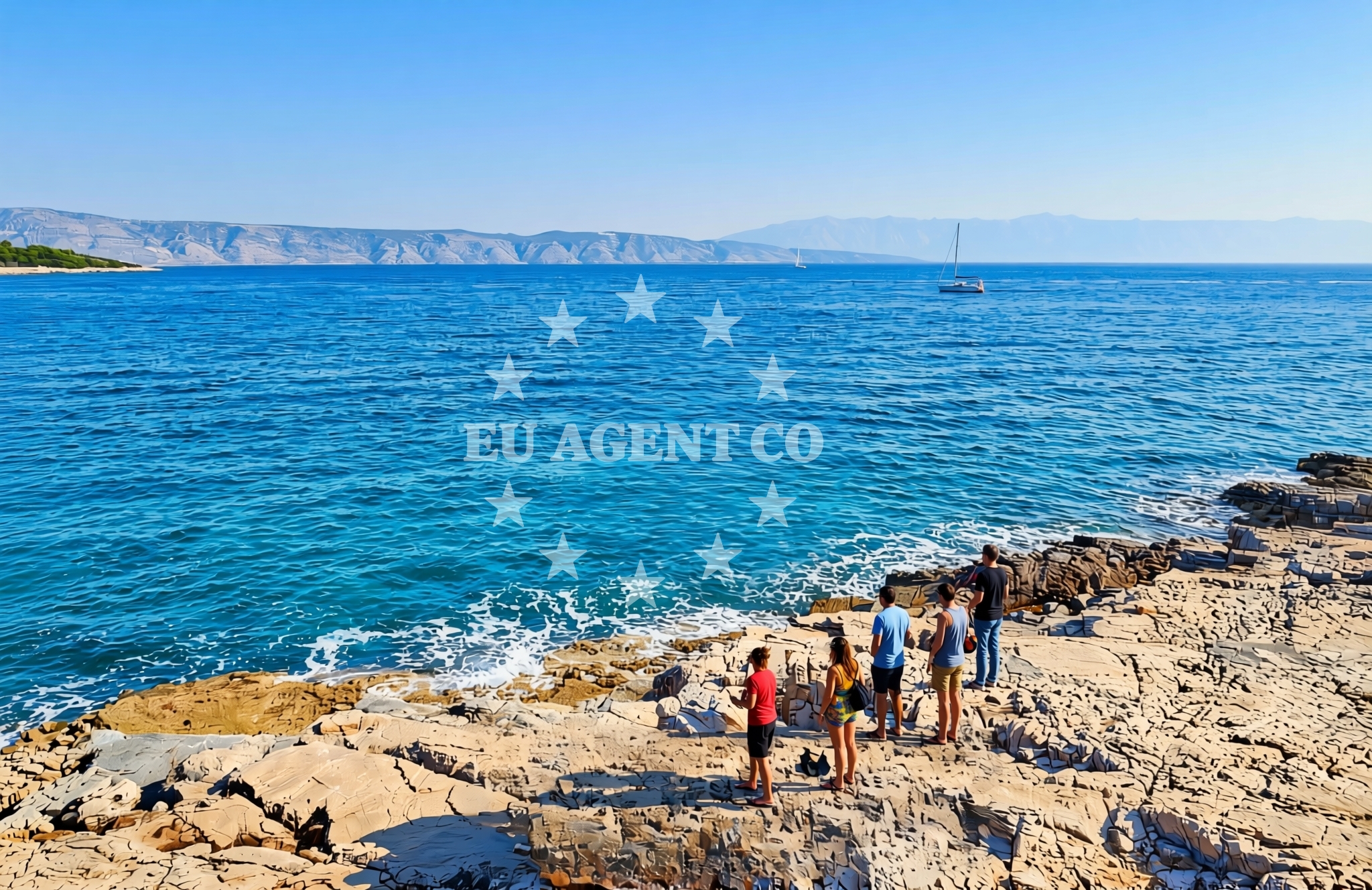 Sea and coastal view of Balun, Vrboska (Hvar) Beach in Balun