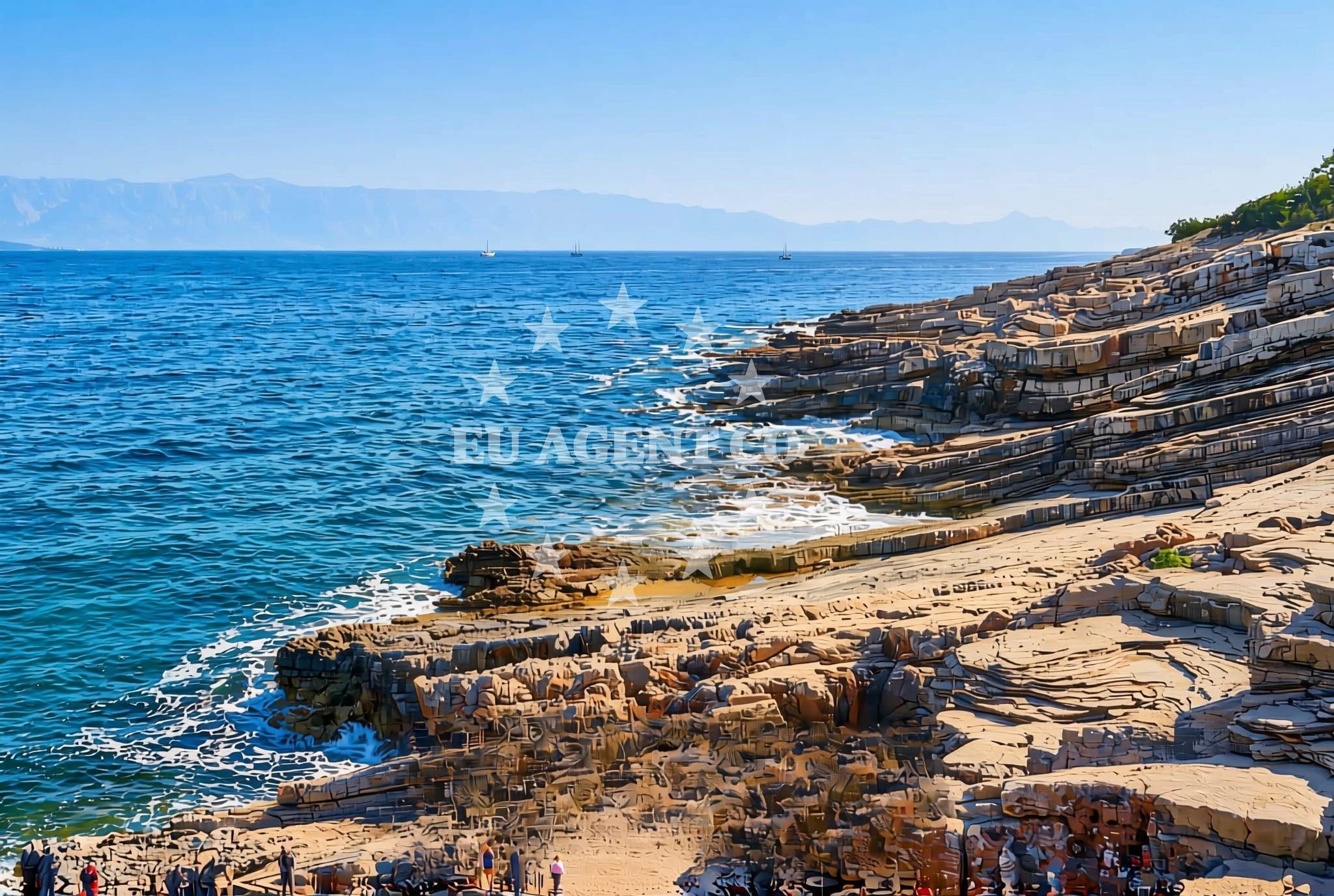 Beach facilities and surroundings at Balun, Vrboska (Hvar) Beach in Balun