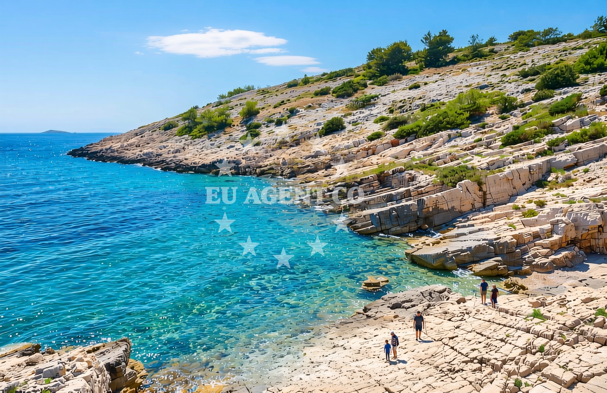 Shoreline and swimming area at Balun, Žirje (Žirje) Beach in Balun