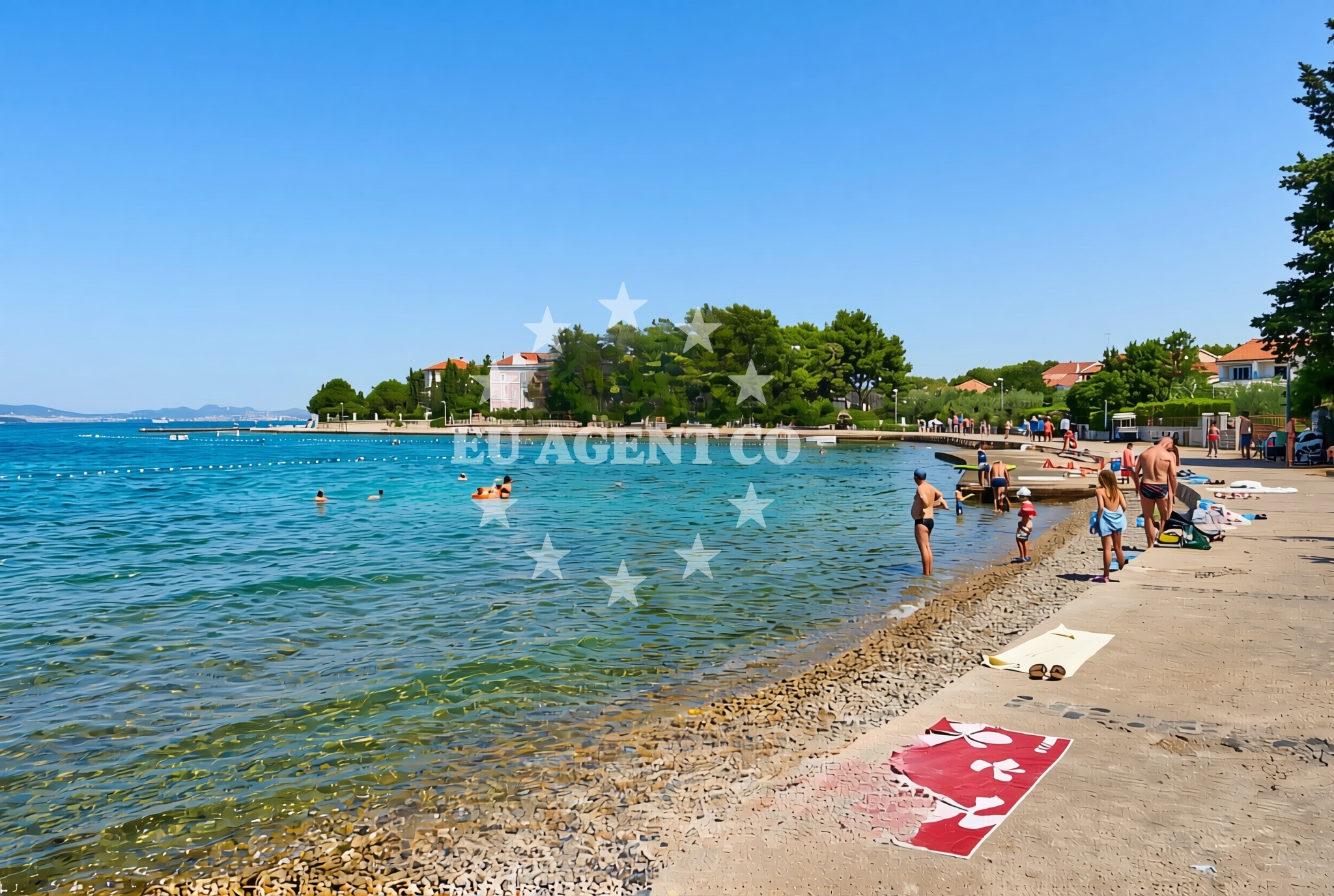 Overview of Banj, Zlarin (Zlarin) Beach in Banj
