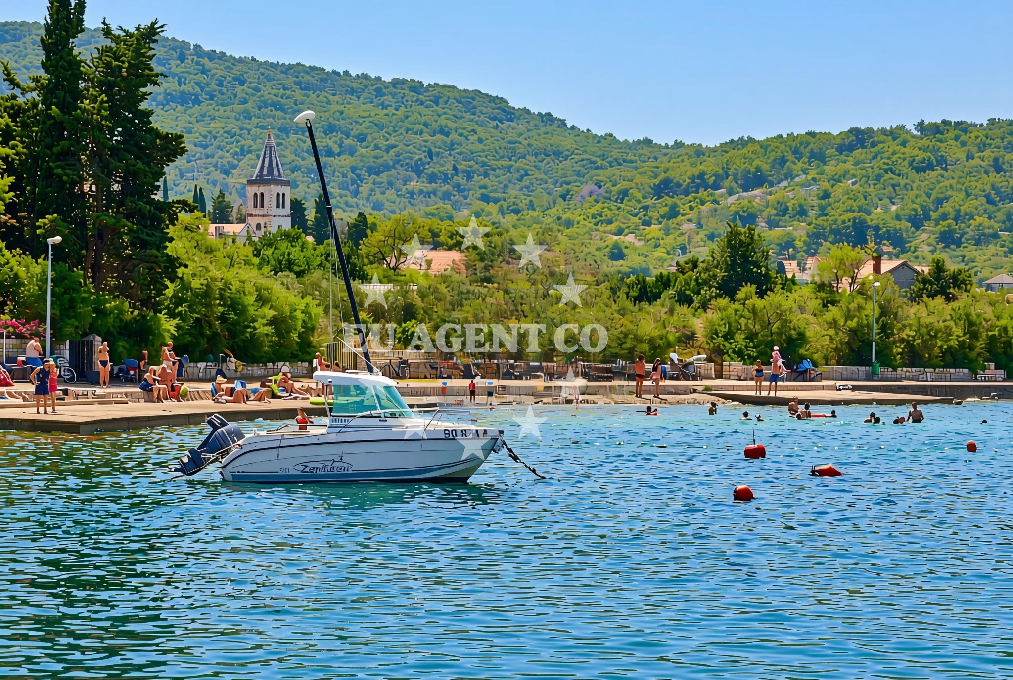 Sea and coastal view of Banj, Zlarin (Zlarin) Beach in Banj