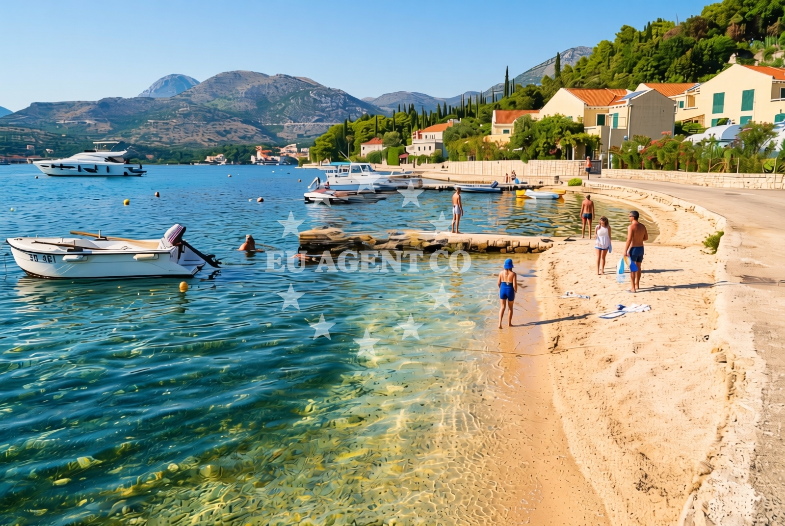 Shoreline and swimming area at Banja jug, Slano Beach in Banja jug