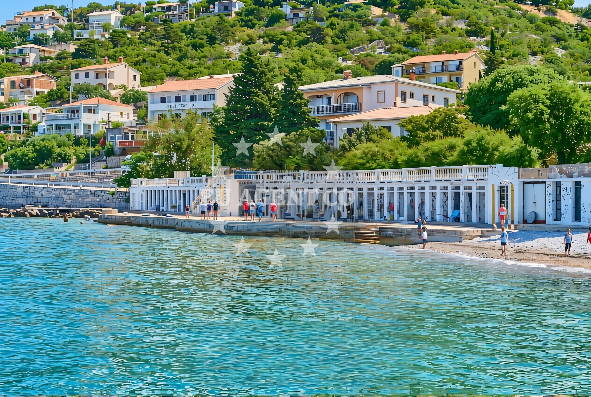 Sea and coastal view of Banja, Sveti Juraj Beach in Banja