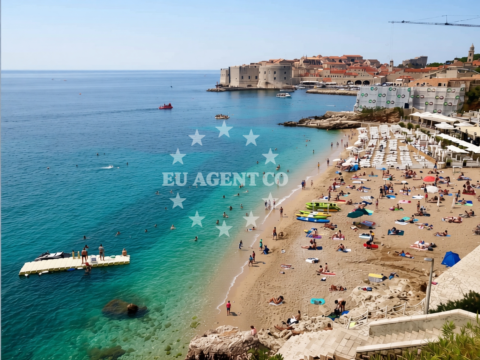 Beach facilities and surroundings at Banje beach in Ulica Kralja Petra Krešimira IV. 27, Dubrovnik