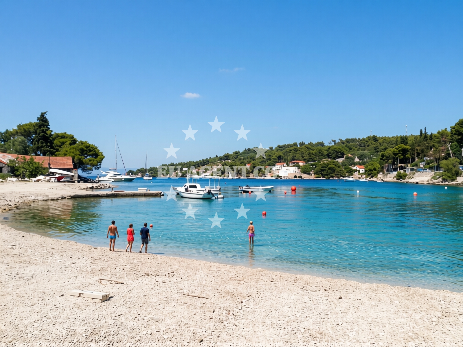 Shoreline and swimming area at Banje beach in Stari put 46, Rogač