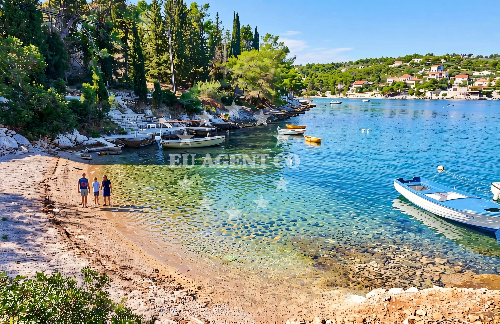 Sea and coastal view of Banje istok, Rogač (Šolta) Beach in Banje istok