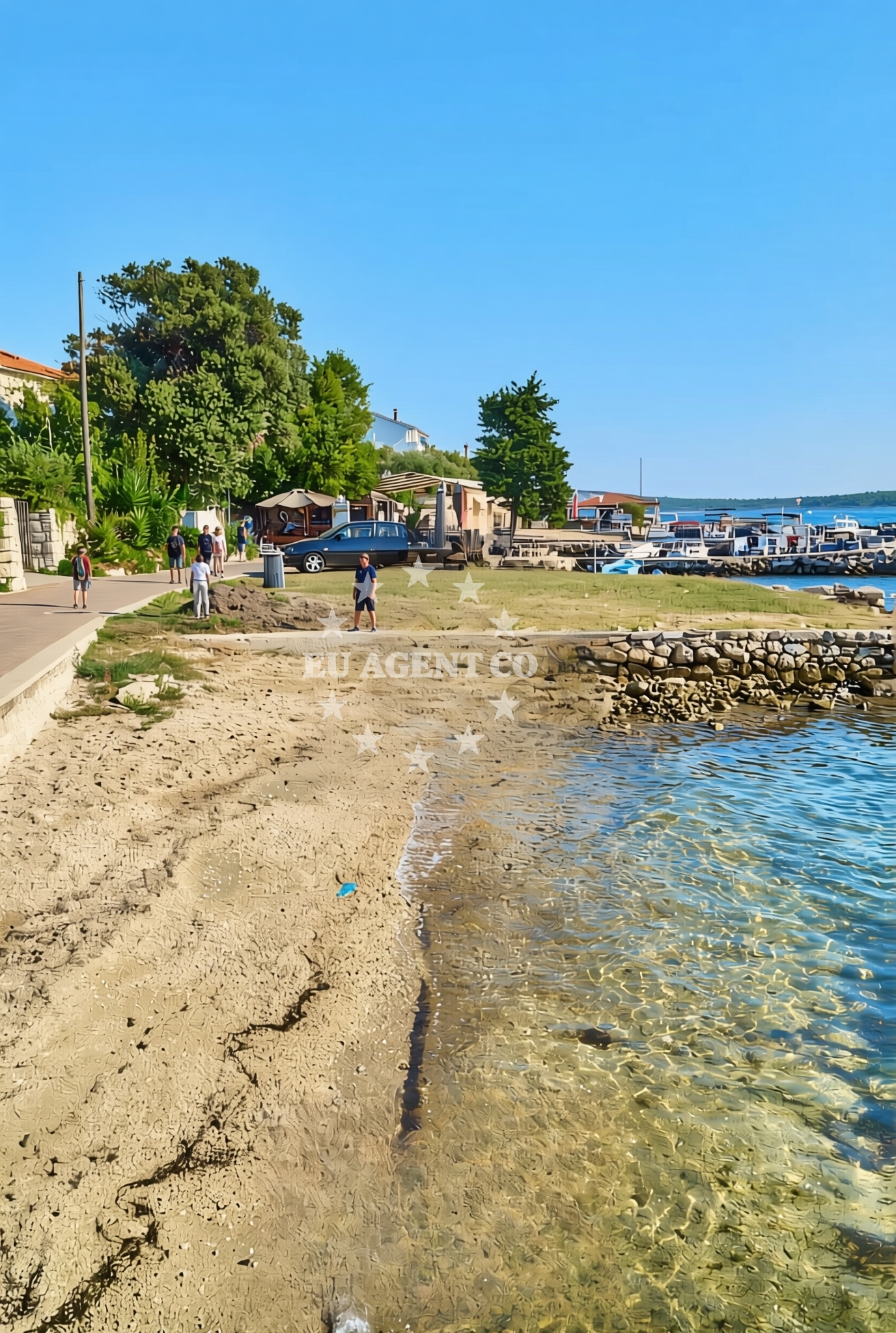 Sea and coastal view of Banjol istok, Banjol (Rab) Beach in Banjol istok