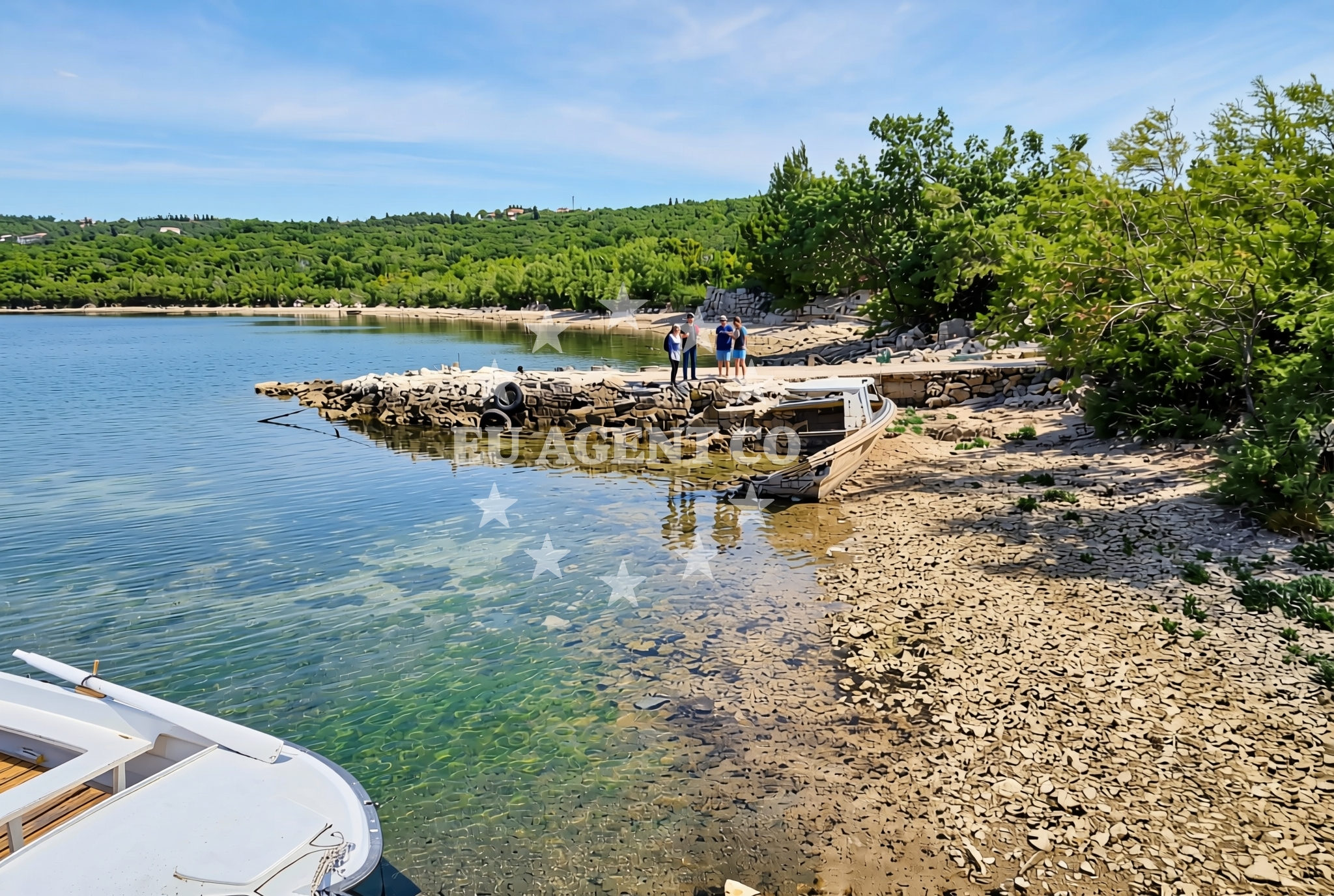 Shoreline and swimming area at Barbakan zapad, Pridraga Beach in Barbakan zapad