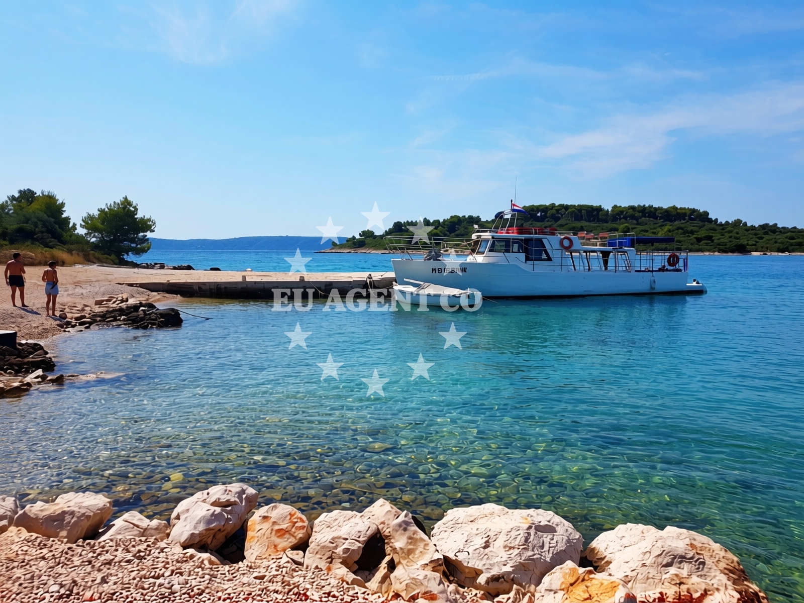 Beach facilities and surroundings at Barbara beach in Uvala Duga, Okrug Gornji