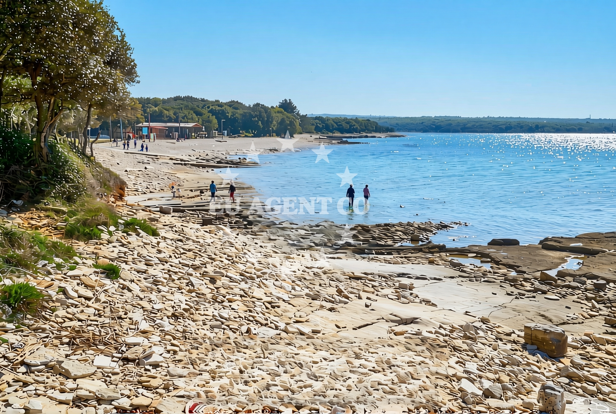 Shoreline and swimming area at Barbariga, Peroj Beach in Barbariga