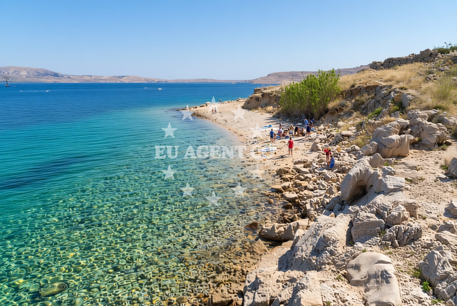 Shoreline and swimming area at Barbat sredina, Zubovići (Pag) Beach in Barbat sredina
