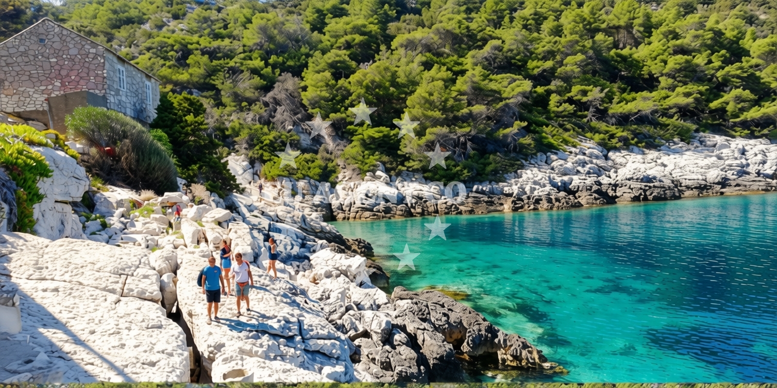 Beach facilities and surroundings at Barje beach in Sv. Kuzme i Damjana 51, Lastovo