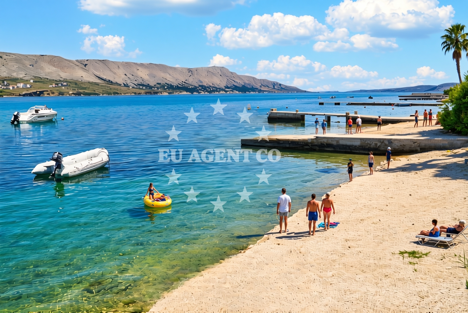 Shoreline and swimming area at Bašaca jug, Pag (Pag) Beach in Bašaca jug