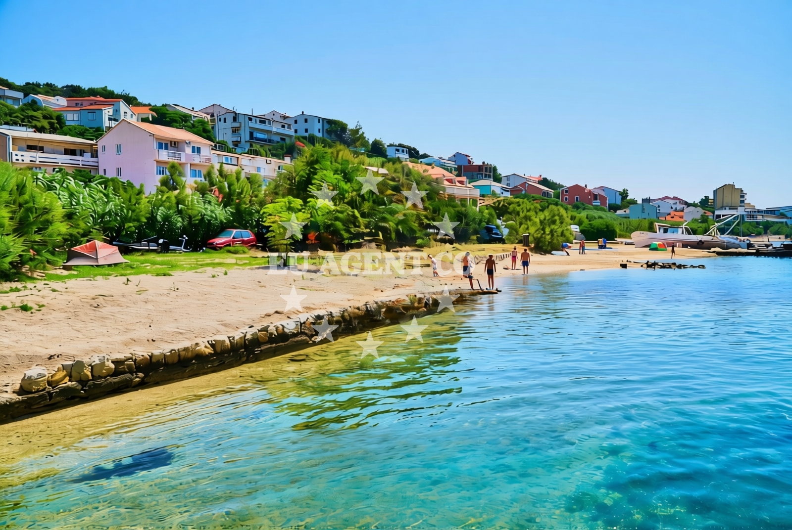 Beach facilities and surroundings at Bašaca jug, Pag (Pag) Beach in Bašaca jug