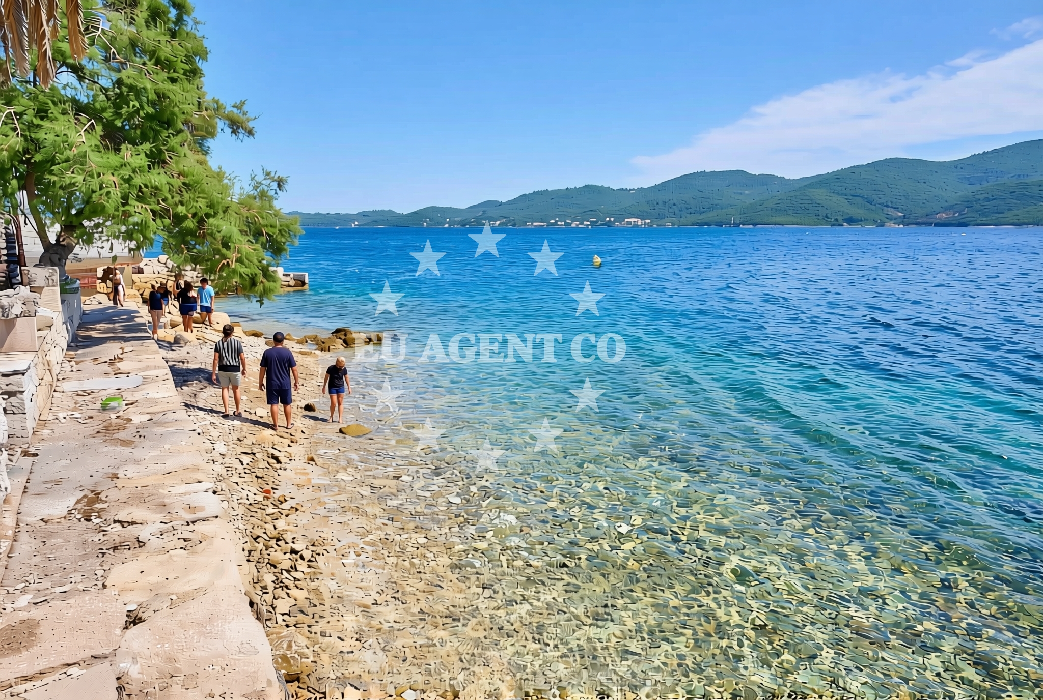 Sea and coastal view of Basina sredina, Viganj Beach in Basina sredina