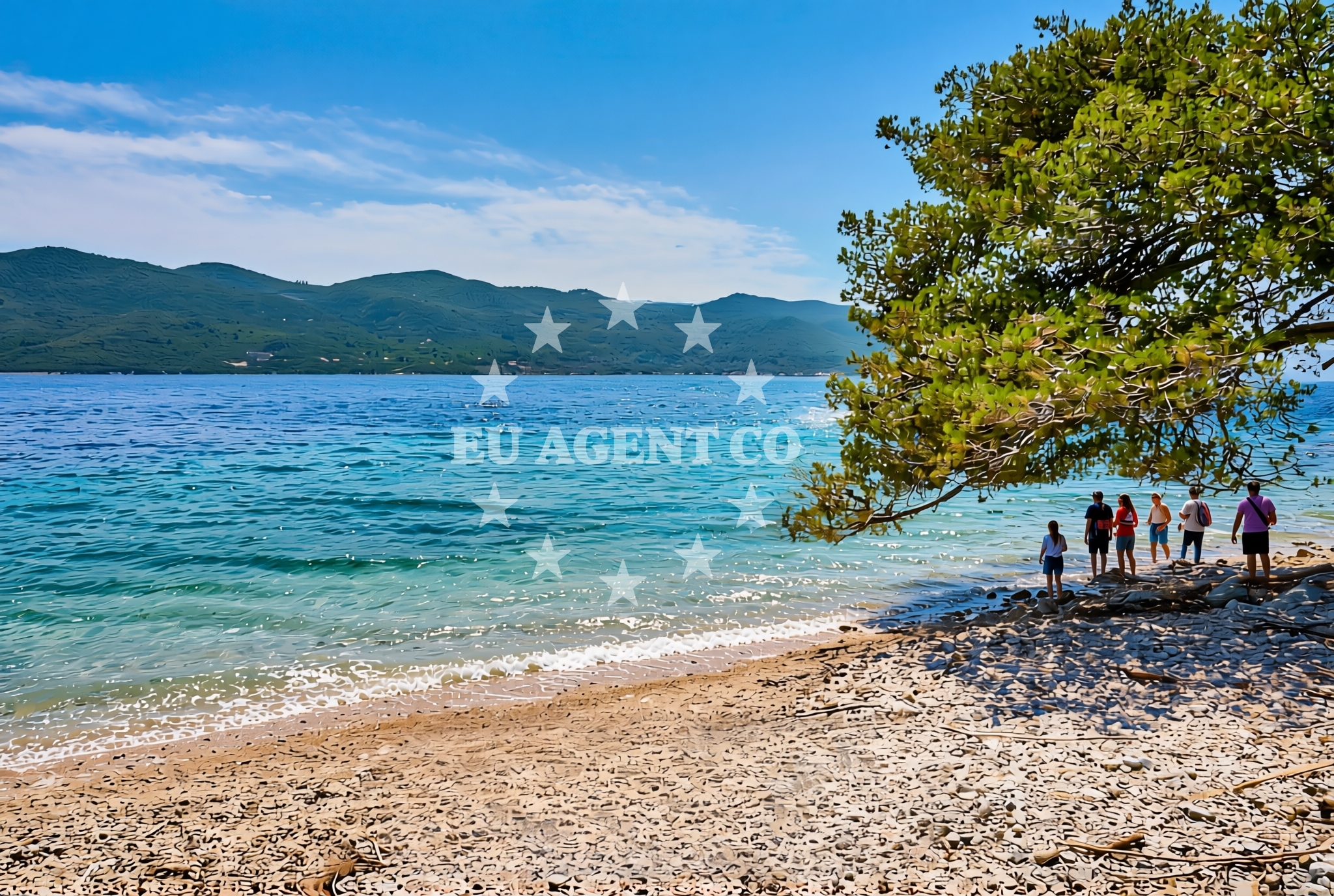 Shoreline and swimming area at Basina zapad, Viganj Beach in Basina zapad