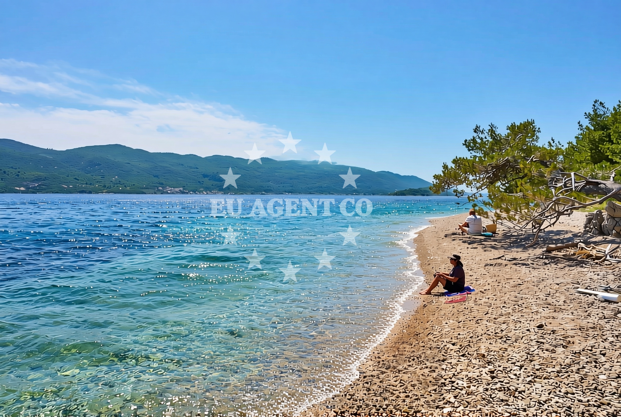 Sea and coastal view of Basina zapad, Viganj Beach in Basina zapad