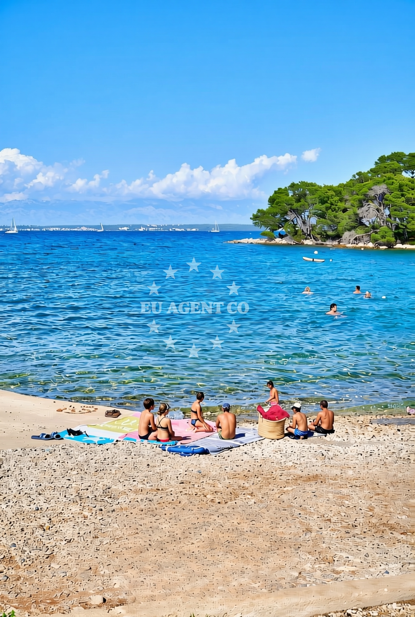 Beach facilities and surroundings at Batalaža jug, Ugljan (Ugljan) Beach in Batalaža jug