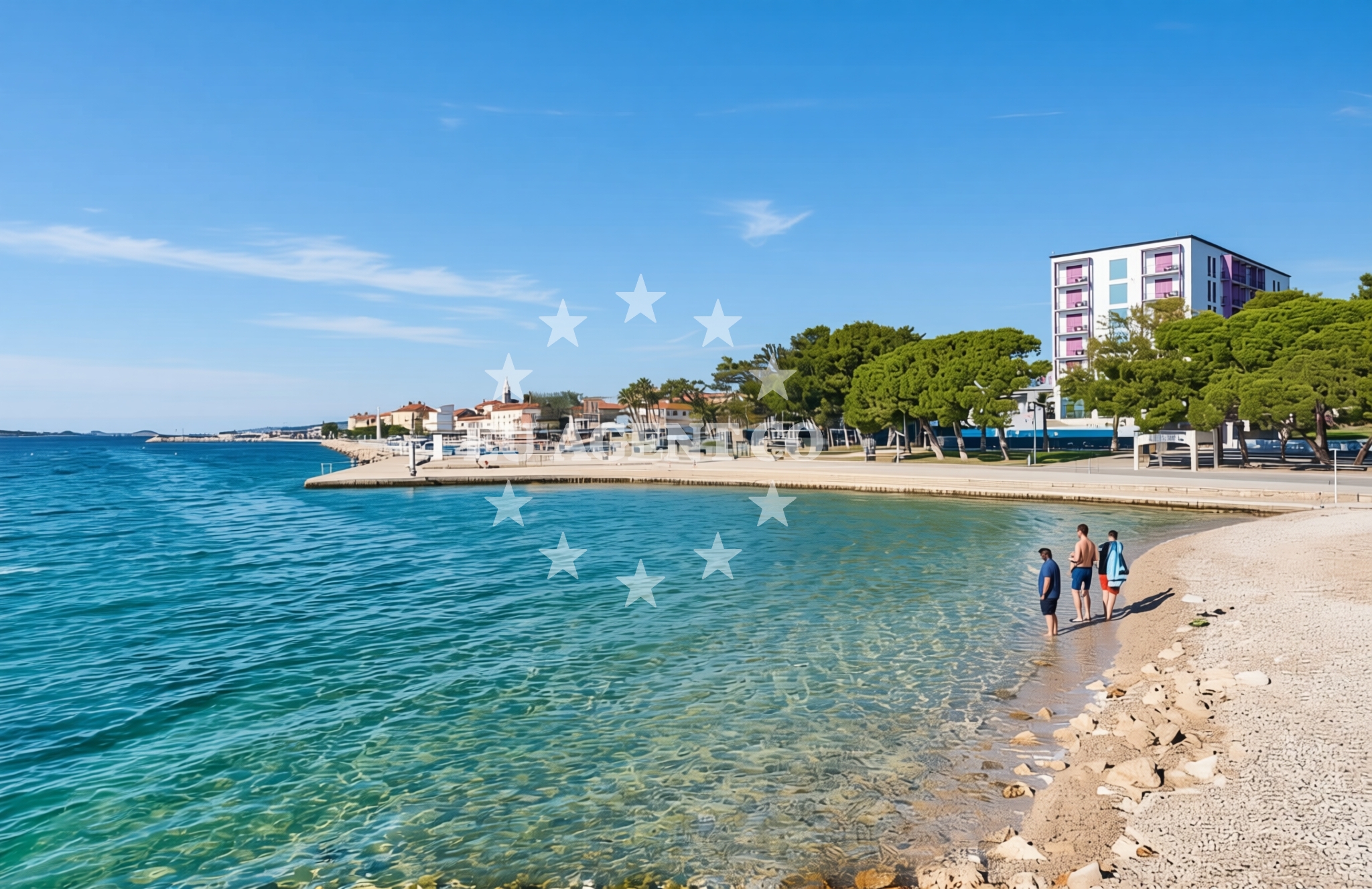 Overview of Bazen, Biograd na Moru Beach in Bazen