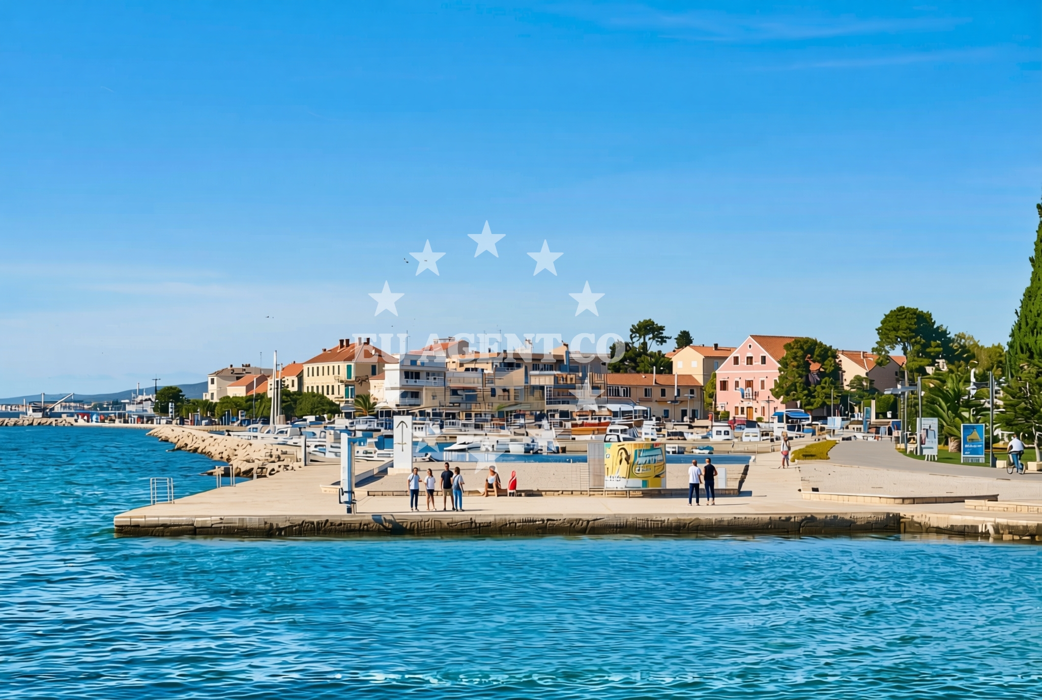 Shoreline and swimming area at Bazen, Biograd na Moru Beach in Bazen