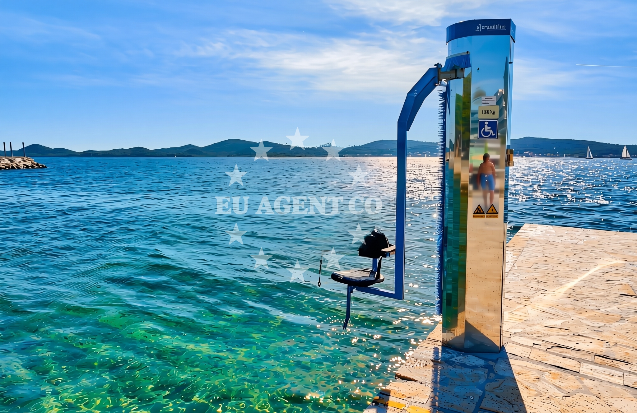 Sea and coastal view of Bazen, Biograd na Moru Beach in Bazen